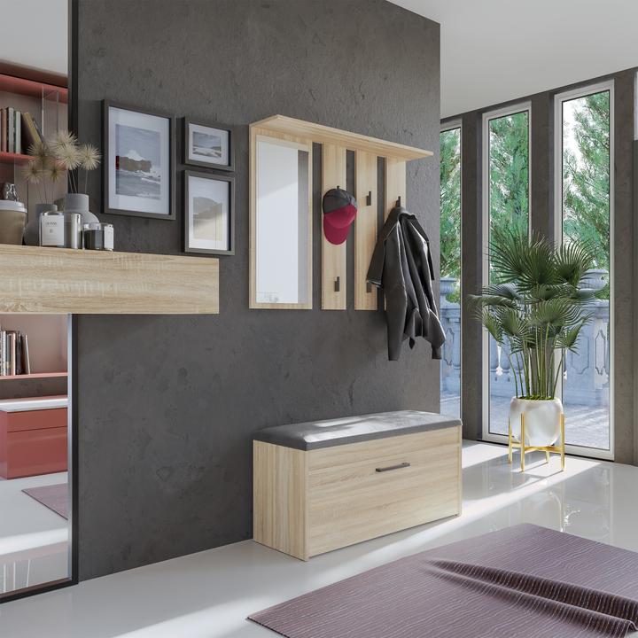 Actual product image Topeshop Hanger + mirror PARMA 100x15x.81 5 cm oak sonoma (1 x)