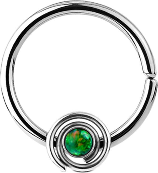 Actual product image Star Piercing Septum ring spiral with opal green (Surgical steel 316L, without brass)