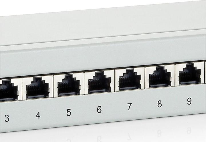 Actual product image equip 10" patch panel: 12 port, 1U, gray