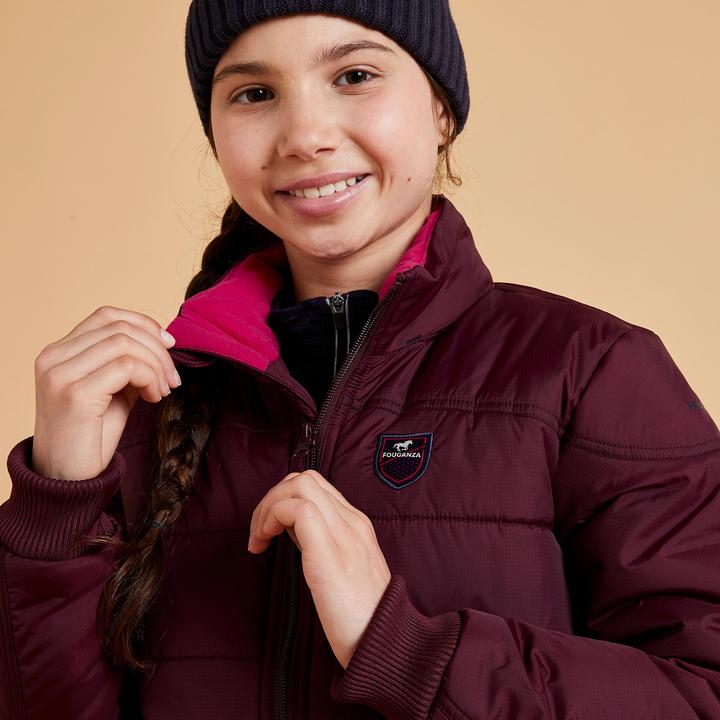 Actual product image Fouganza Winter riding jacket 500 Warm children bordeaux (116)