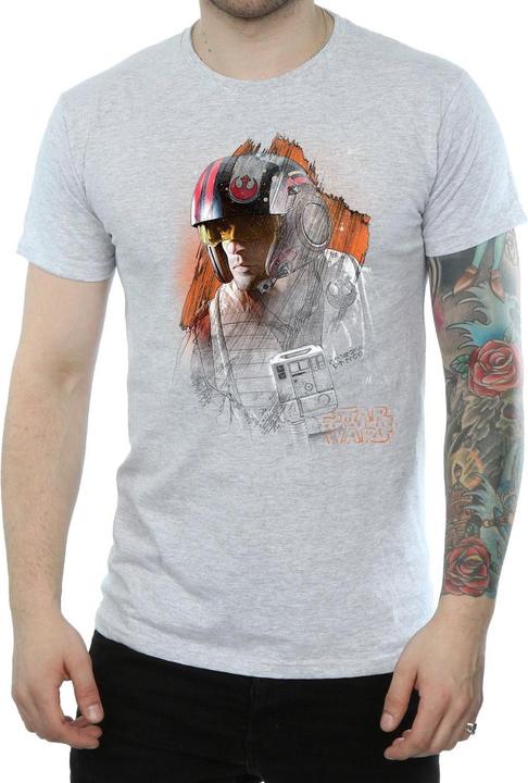 Actual product image Star Wars Mens The Last Jedi Poe Dameron Brushed T-Shirt (S)