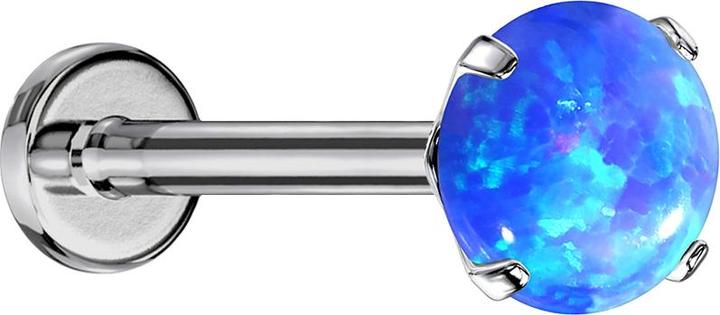 Image du produit Star Piercing Labret Micro Threadless argenté opalin serti de bleu (sans laiton, Titane G23)