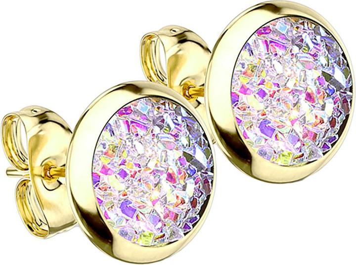 Immagine prodotto Star Piercing Orecchini placcati oro con pietra drusa multicolore (senza ottone, Acciaio chirurgico 316L)