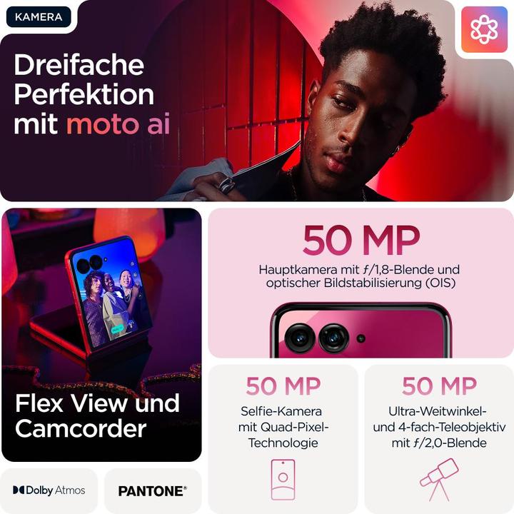 Productafbeelding Motorola Razr 60 Ultra (512 GB, Pantone Cabaret, 6.96", SIM + eSIM, 50 Mpx, 5G)
