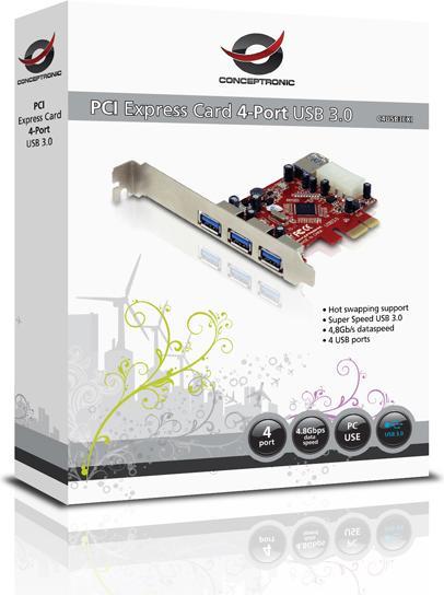 Actual product image Conceptronic 4 x USB 3.0, PCI