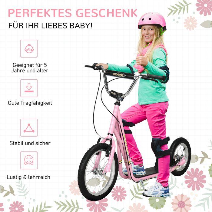 Produktbild Swisshandel24 Kinderroller mit Bremsen 16/12 Zoll Scooter Tretroller Cityroller Kinder Roller Kickboard für 5+ Jah