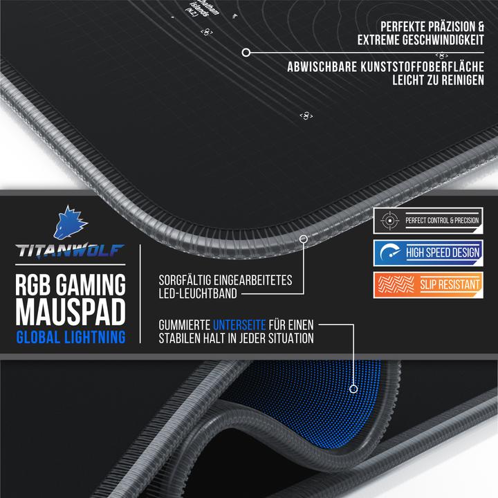 Actual product image Titanwolf RGB gaming mouse pad (3XL)