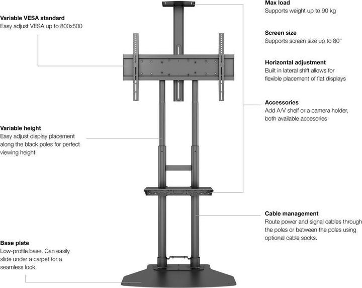 Actual product image Multibrackets TV stand 55. 80", metal, load capacity 90 kg (80", 90 kg)