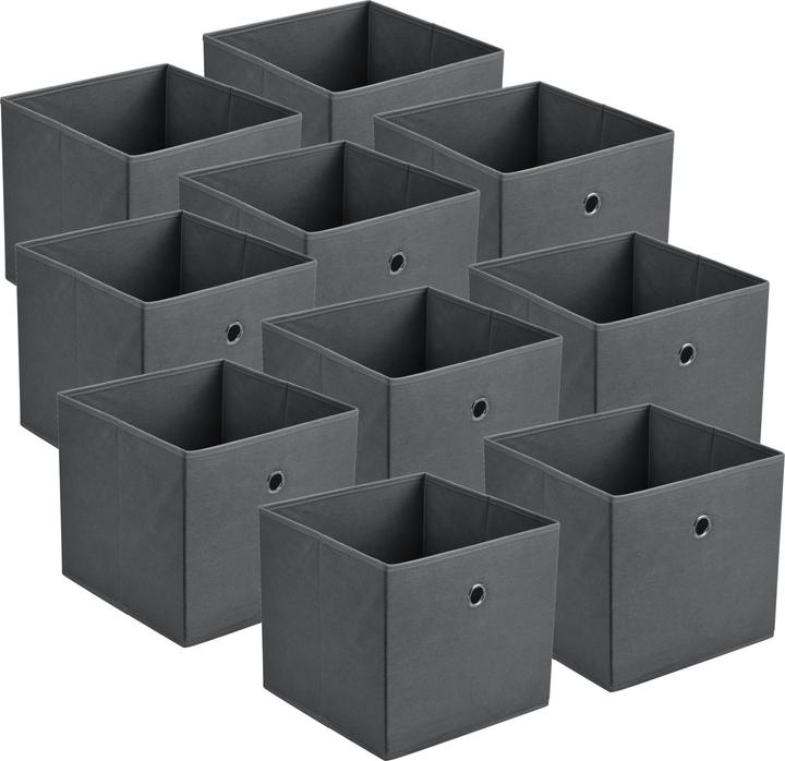 Actual product image En.Casa Folding box set of 10 30x30x28 cm non-woven dark grey (30 x 30 x 28 cm, 25.20 l)