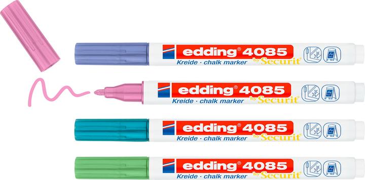 Image du produit Edding Kreidemarker (violet métallique, Rose Métallique, Vert métallique, Bleu métallique, 2 mm, 4 x)