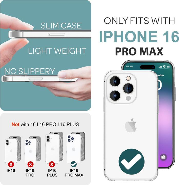 Immagine prodotto Nalia Manicotto in silicone trasparente (Apple iPhone 16 Pro Max)