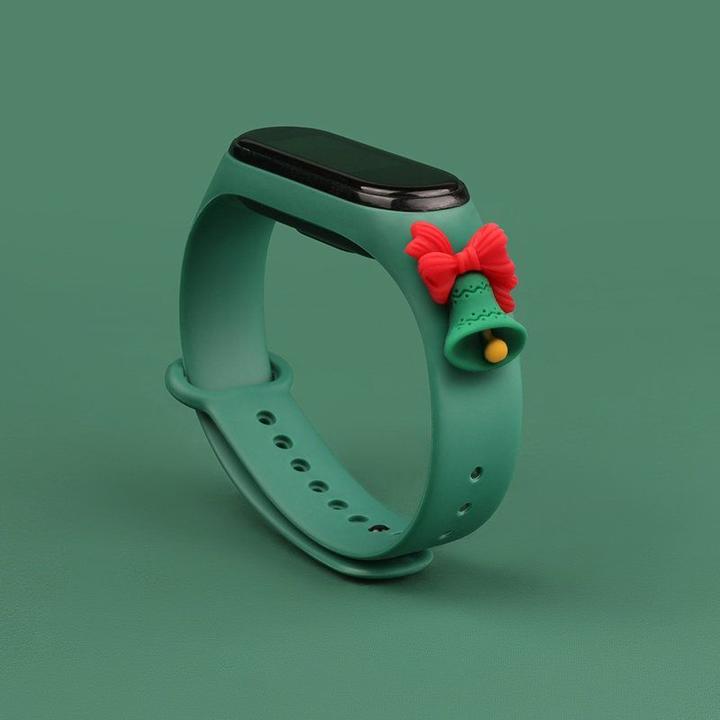 Image du produit Hurtel Strap Xmas Wristband for Xiaomi Mi Band 6 / Mi Band 5 Christmas Silicone Strap Bracelet vert foncé (