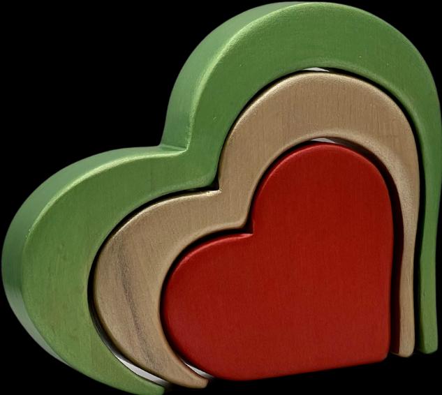 Image du produit AVWoodSy Coeurs en bois gravés trois couches Valentin Vert Set