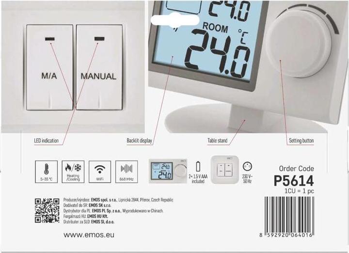 Image du produit Emos Thermostat d'ambiance P5614, manuel, sans fil