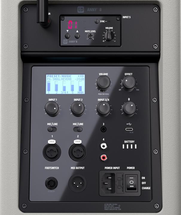 Produktbild LD Systems ANNY® 8 BPH B5 G - Tragbarer Bluetooth® PA-Lautsprecher mit Akku, Mixer und 1x Headset-Mikrofon (ink (Aktiv)