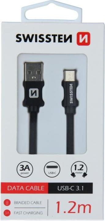 Image du produit Swissten Câble de données textile USB / USB-C 1.2 M (1.20 m, USB 3.2 Gen 1)