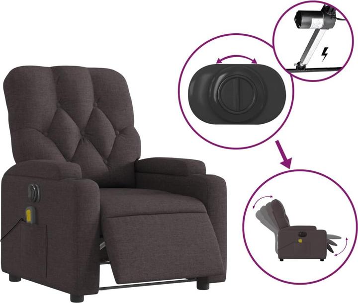 Produktbild VidaXL Massagesessel Fernsehsessel Relaxsessel Liegesessel Dunkelbraun Stoff
