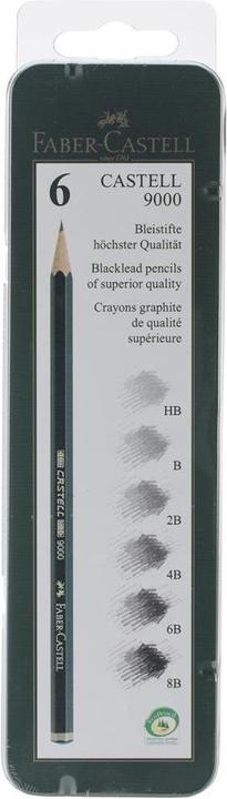Actual product image Faber-Castell 9000 (2 mm, HB, B, 2B, 4B, 6B, 8B, 6 x)