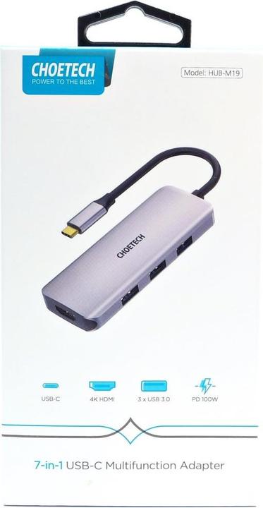 Produktbild Choetech Adapter ist 7w1 HUB-M19 USB-C (USB-C, 7 Ports)