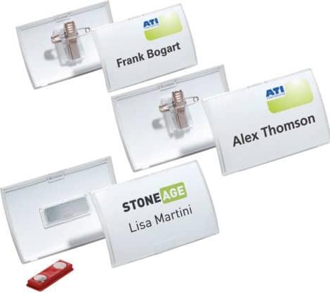 Actual product image Durable Name tag w. combination clip 54x90mm