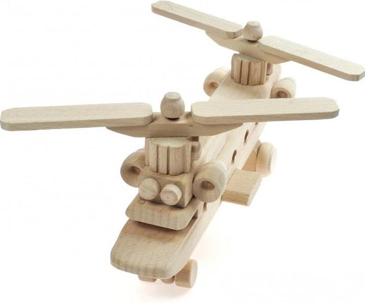Actual product image Holzecke Double Rotor Helicopter Wooden Toy