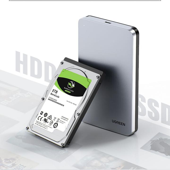 Productafbeelding Ugreen USB 3.1 Type-C HDD/SSD Aluminium Behuizing 2,5" met USB-C Kabel (2.5")