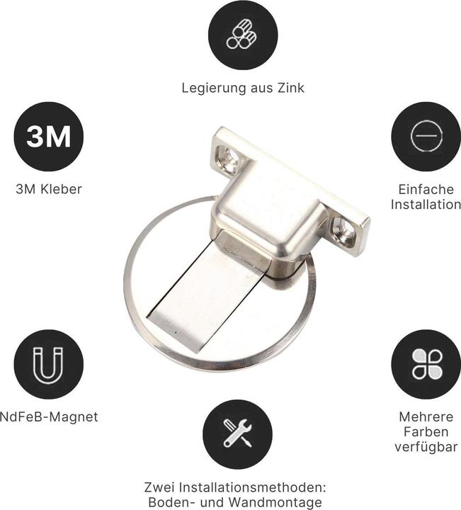 Produktbild Hermex Magnetischer Türstopper Türdämpfer Türschnäpper Türpuffer Türkeil (1 Stück)