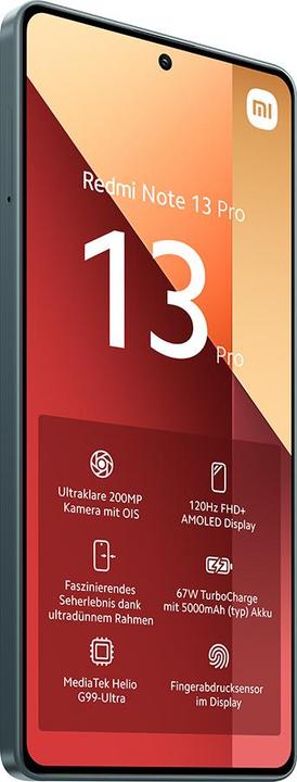 Produktbild Xiaomi Redmi Note 13 Pro (256 GB, Forest Green, 6.67", Hybrid Dual SIM, 200 Mpx, 4G)