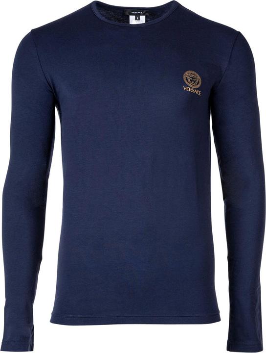Versace T-Shirt Long Sleeves Round Neck Jersey Topeka Bi-Stretch Cotton Organic New Logo