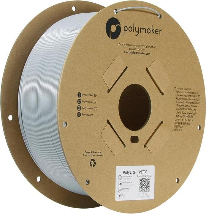 Actual product image Polymaker PolyLite PETG (PETG, 1.75 mm, 3000 g, Grey)