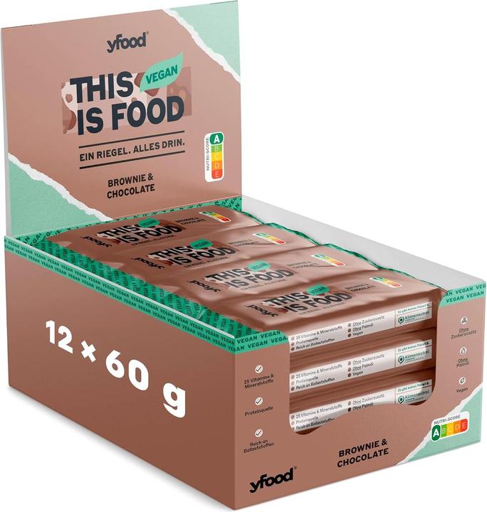 Actual product image YFood Vegan protein bar (Brownie, Chocolate, 12 pcs., 800 g)