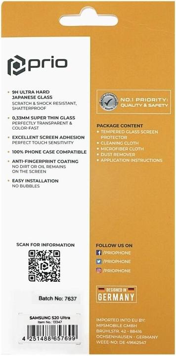 Actual product image prio 3D Screen Protector Glass for Samsung S20 Ultra black (1 Piece, Samsung Galaxy S20 Ultra 5G)