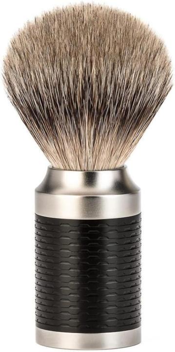 Actual product image Mühle ROCCA, shaving set, 3-piece, shaving brush with silver tip badger pluck, HANDCRAFT, stainless steel