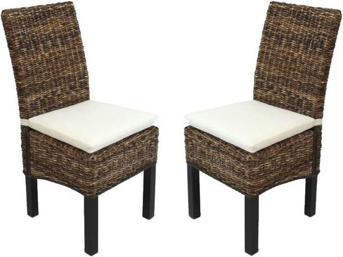Actual product image Mendler 6x wicker chair BALI banana wickerwork dark