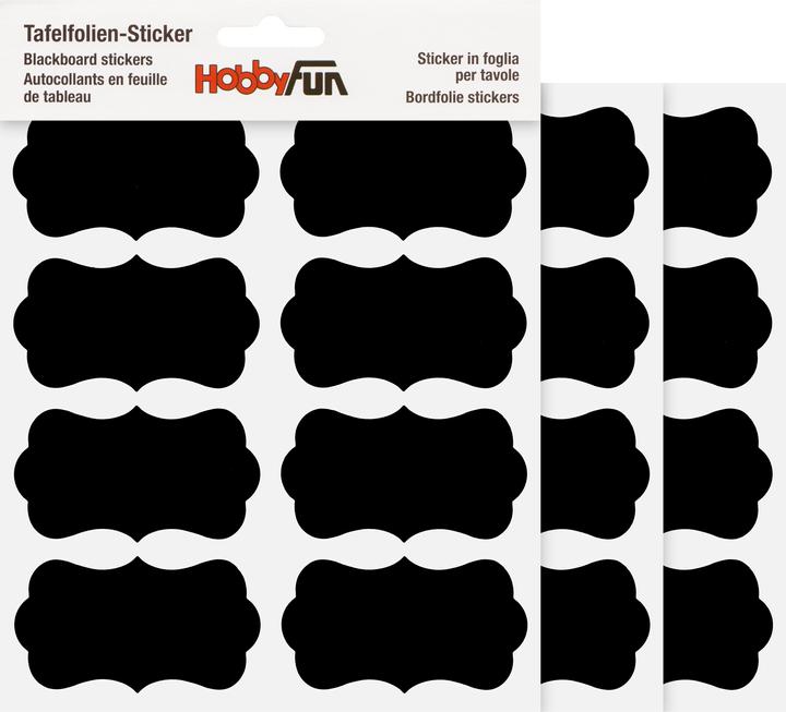 Actual product image Hobby Fun Board foil stickers "Rectangle - curved", 3 sheets of 8 pieces each
