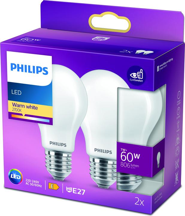 Actual product image Philips Lamp (E27, 7 W, 806 lm, 2 x, E)