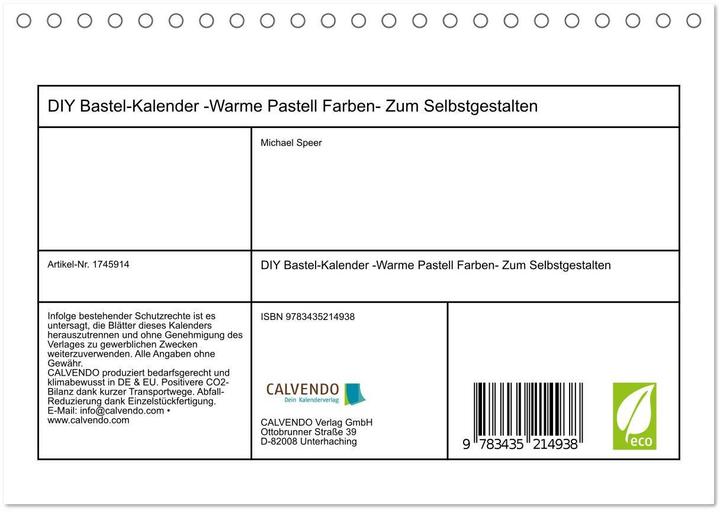 Image du produit DIY Bastel-Kalender -Warme Pastell Farben- Zum Selbstgestalten (Tischkalender 2025 DIN A5 quer), CAL (A5, Allemand)
