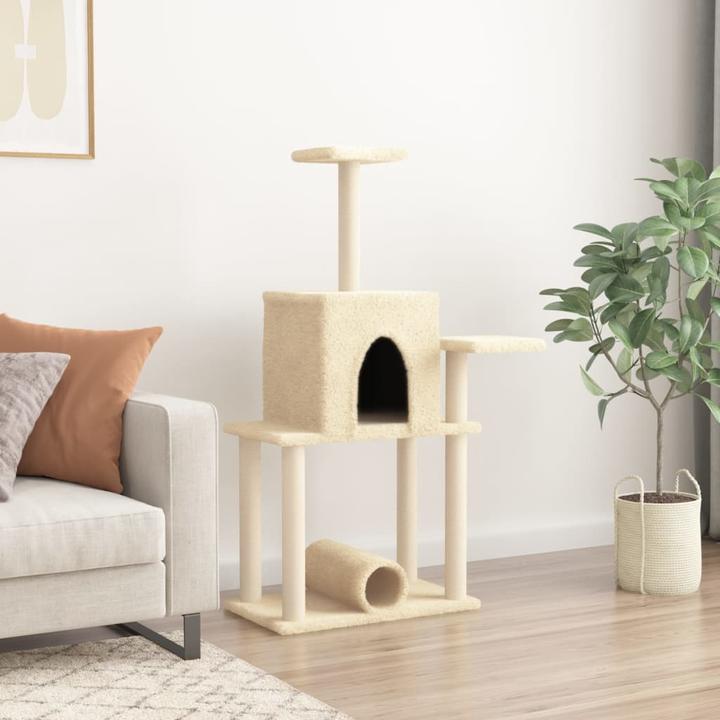 Actual product image VidaXL Kratzbaum mit Sisal-Kratzsäulen Creme 122 cm,Farbe (122 cm, Cream)