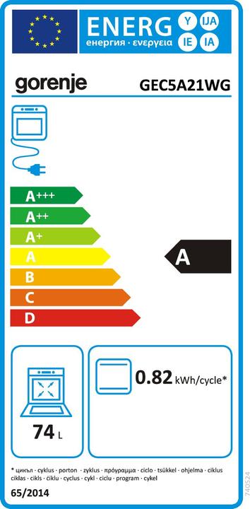 Energie-Label Gorenje Gore Herd GEC 5A21WG A wh
