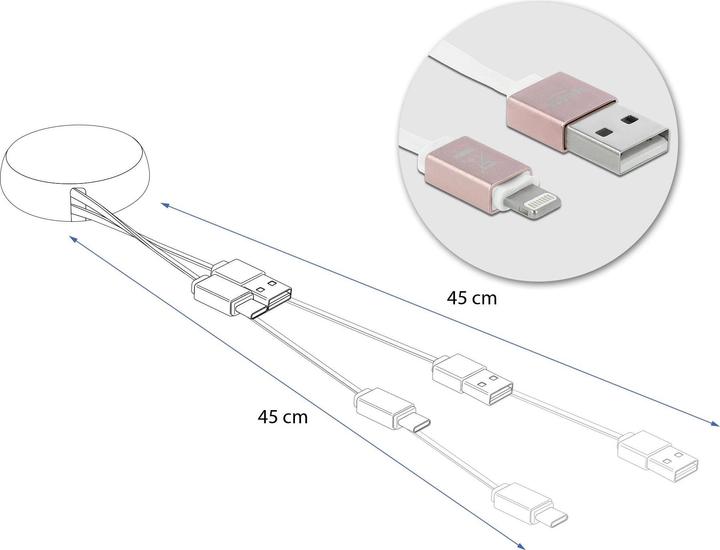 Image du produit Delock Câble USB 2.0 USB-A - Foudre avec fonction Autoroll (0.92 m, USB 2.0)