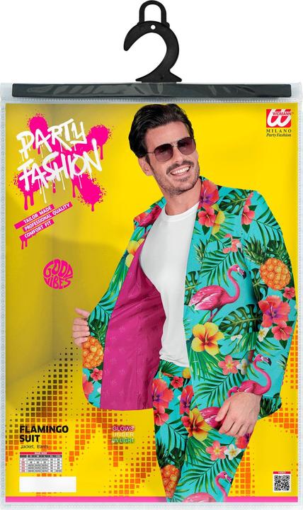 Image du produit Widmann Costume de fête avec motif néon flamant rose veste et pantalon (L)