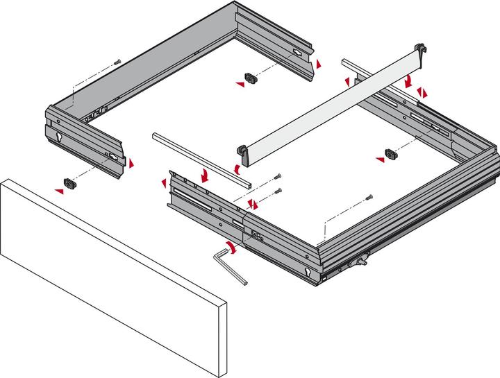 Actual product image Hettich Systema Top 2000 suspension file frame 700-872 / 316 mm aluminium finish (1 pcs.)