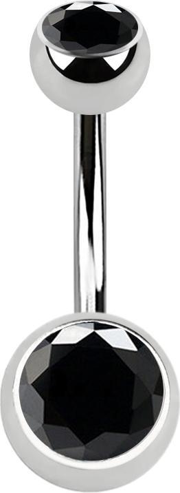 Immagine prodotto Star Piercing Banana argento con due sfere di cristallo nero (senza ottone, Acciaio chirurgico 316L)