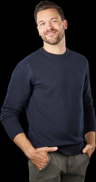 Marc O'Polo Crew Neck Pullover Rib Structure Dark Navy
