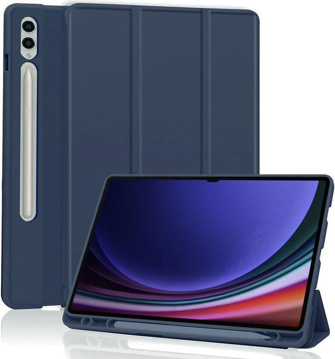 Techsuit - Flex Trifold (with Pencil Holder) - Samsung Galaxy Tab S9 Ultra / S10 Ultra - Dark Blue (Galaxy Tab S9 Ultra)