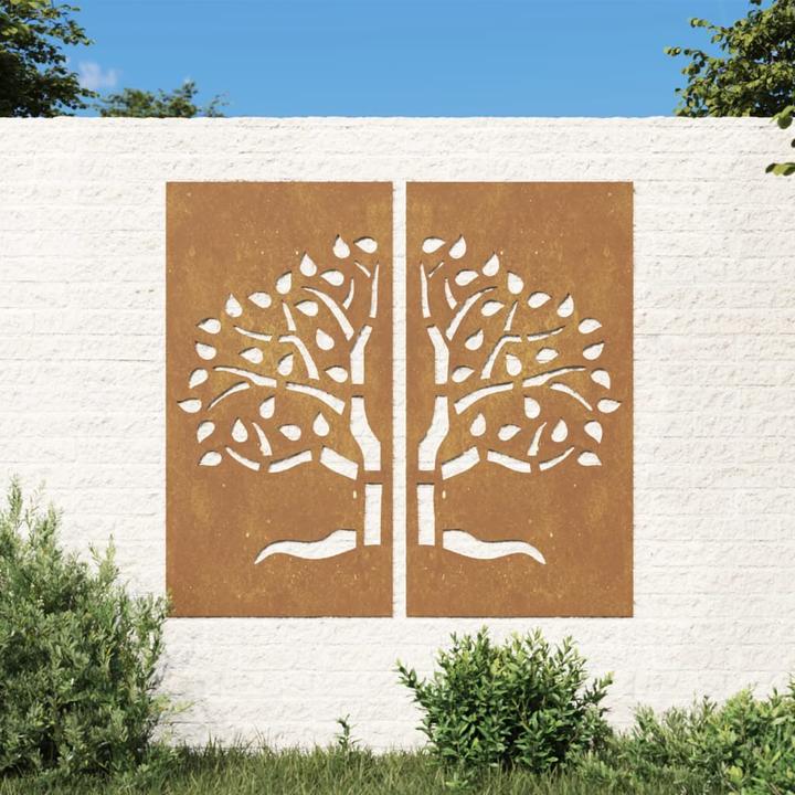 Image du produit VidaXL Décoration murale de jardin en 2 parties 105x155 cm Design arbre en acier corten (105 x 55 x 1 cm)