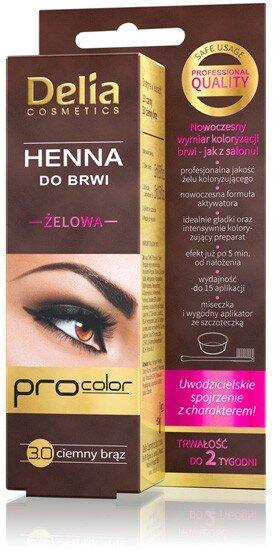 Produktbild Delia Cosmetics Delia - Henna for eyebrows and eyelashes gel 3.0 Dark Brown 15ml