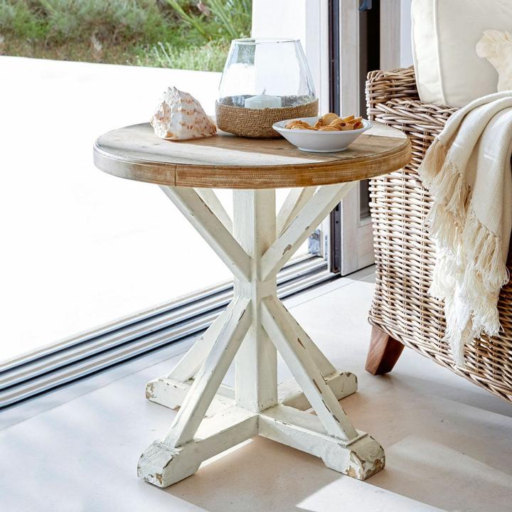 Actual product image Loberon Frapelle side table antique white/brown (H, 60 cm)