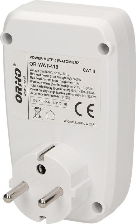 Actual product image Orno OR-WAT-419, 200 - 276 W, LCD, Knapper, 63 mm, 75 mm, 107 mm
