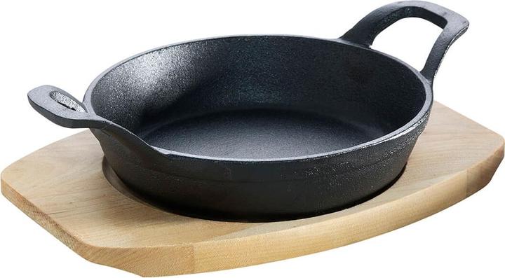 Image du produit All'Grill Poêle en fonte avec 2 poignées Ø 15 cm et dessous de plat en bois
